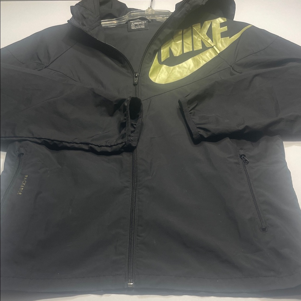 Nike Kids Black Hoodie with Yellow Logo
